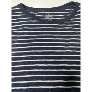Mens J Crew Field Knit Navy blue white stripes size M